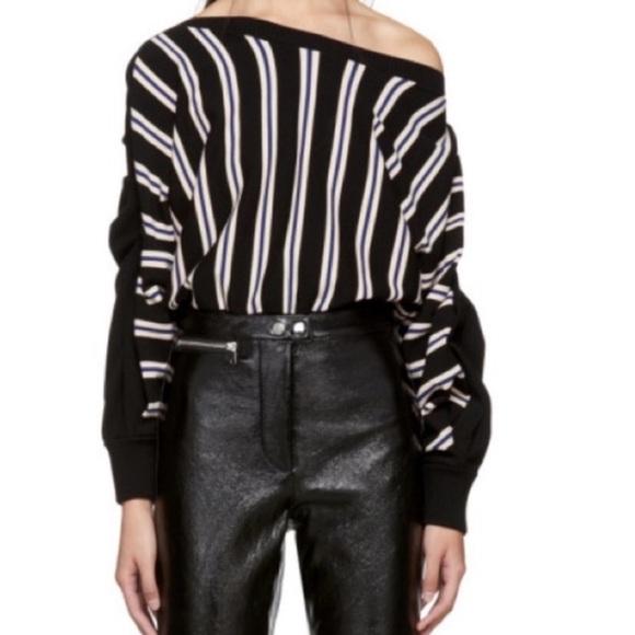 3.1 PHILLIP LIM 3/4 sleeved boat neck striped sweater small - Picture 2 of 5